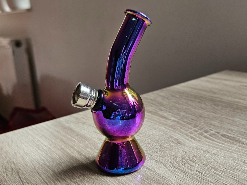 Szivárvány színű mini üveg bong – 12 cm - 1